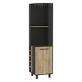 18" Black and Natural Wood Corner Bar Cabinet With Single Door