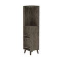 73" Dark Brown Wood Corner Bar Cabinet With One Drawer