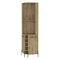 71" Natural Wood Corner Bar Cabinet With Two Doors