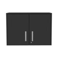 20" Black Wood Wall Mounted Storage Cabinet With Two Doors
