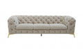 97" Beige Velvet Sofa With Gold Legs