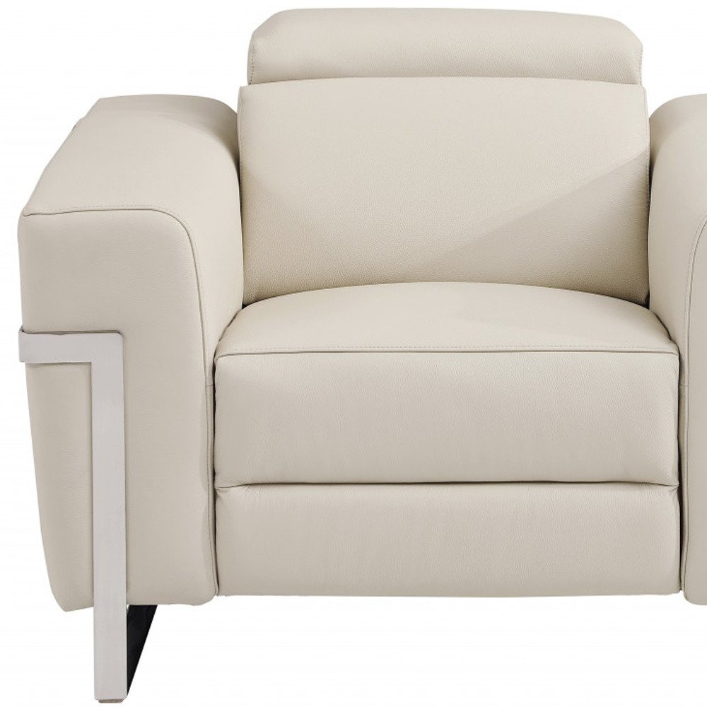41" White Italian Leather Power Recliner Chair