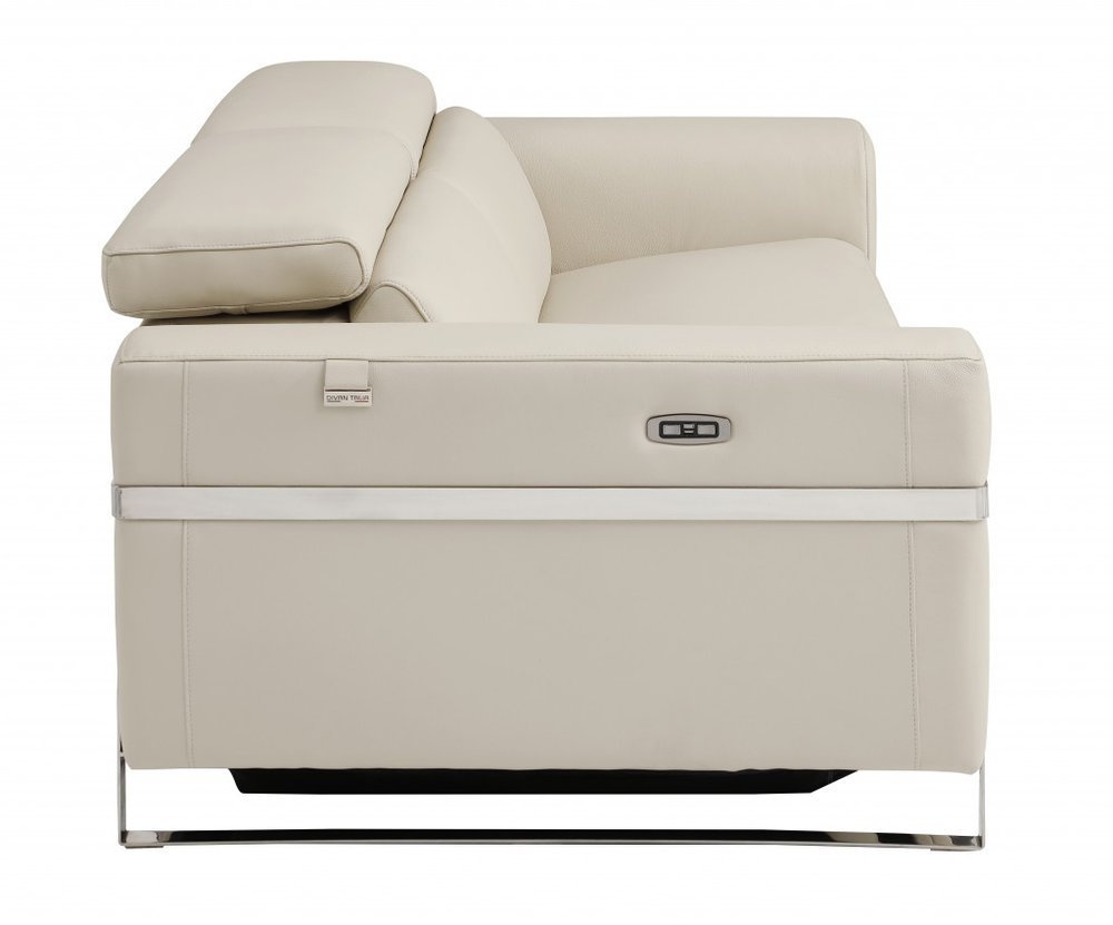 41" White Italian Leather Power Recliner Chair