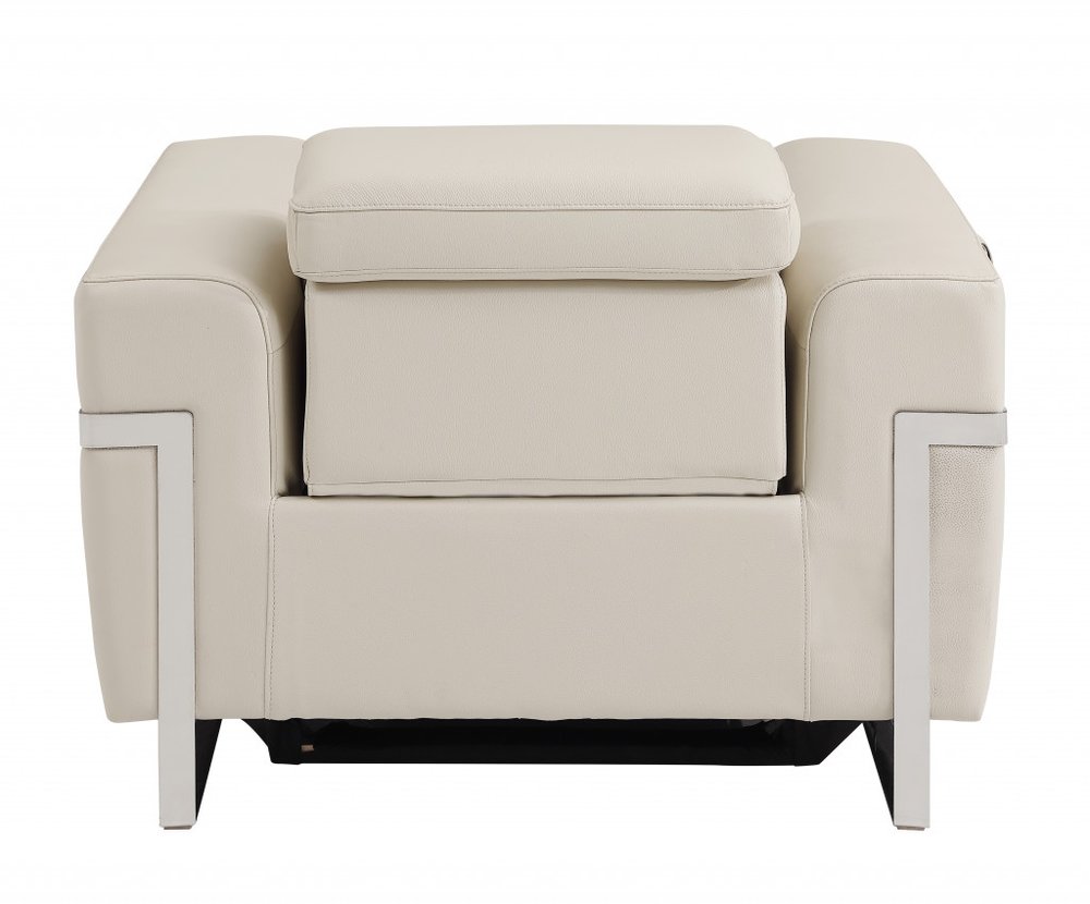 41" White Italian Leather Power Recliner Chair