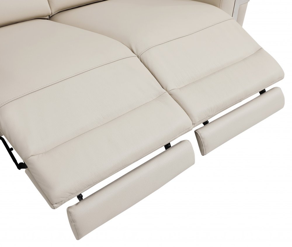 41" White Italian Leather Power Recliner Chair