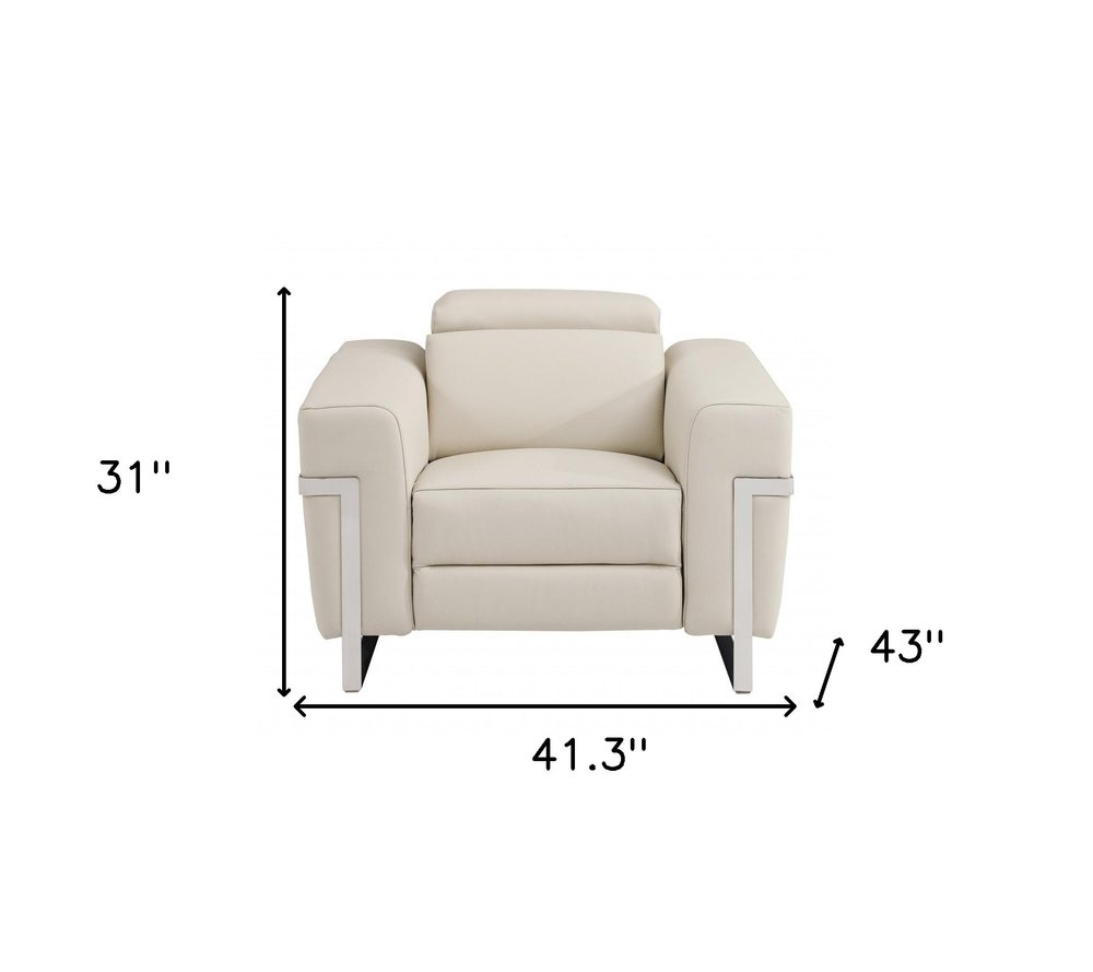 41" White Italian Leather Power Recliner Chair