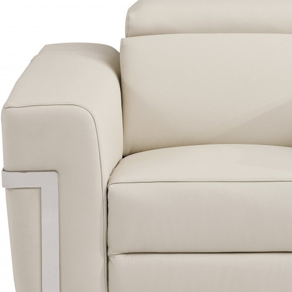 41" White Italian Leather Power Recliner Chair