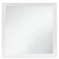 38" White Square Wood Framed Accent Mirror
