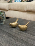 Set of Two Gold Metal Bird Tabletop Sculpture