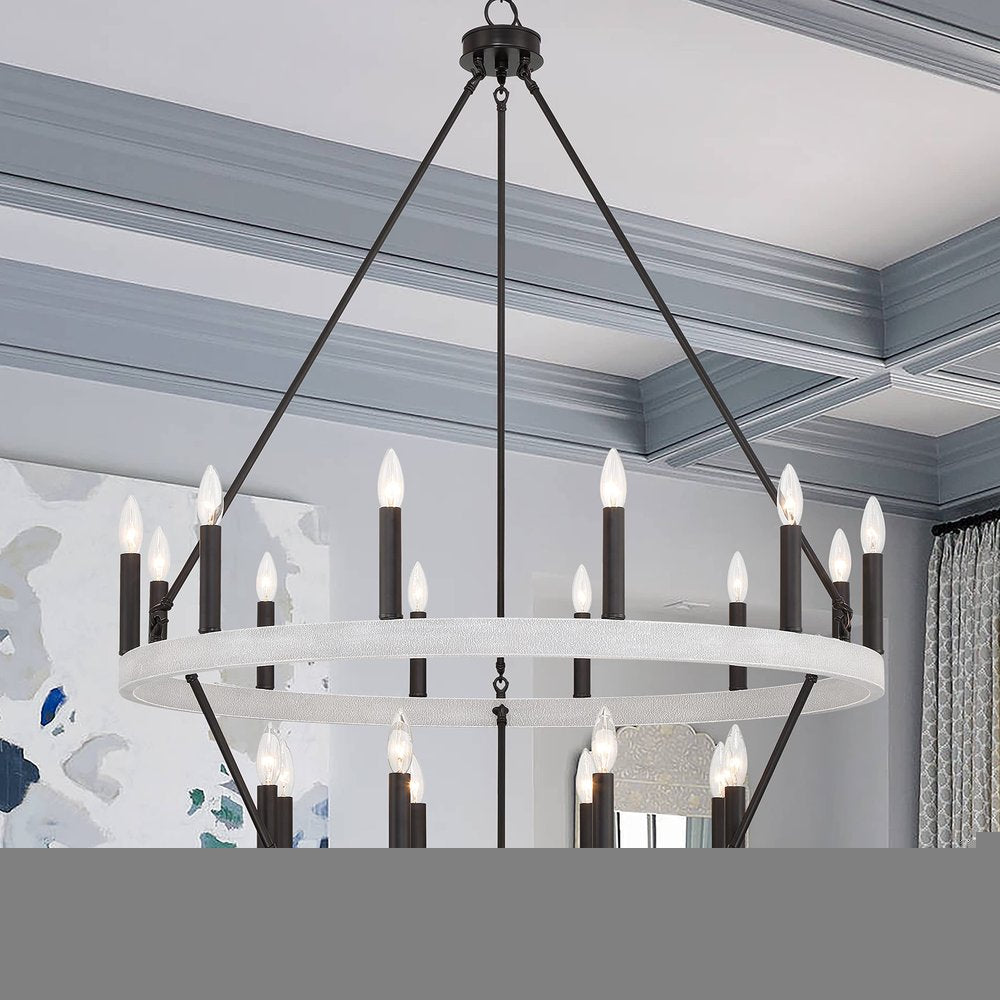 Black And White Candle Style Multi Light Metal Dimmable Chandelier