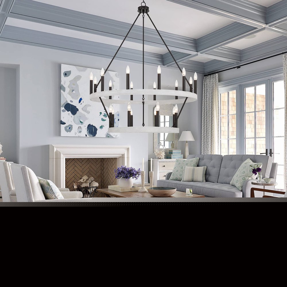 Black And White Candle Style Multi Light Metal Dimmable Chandelier