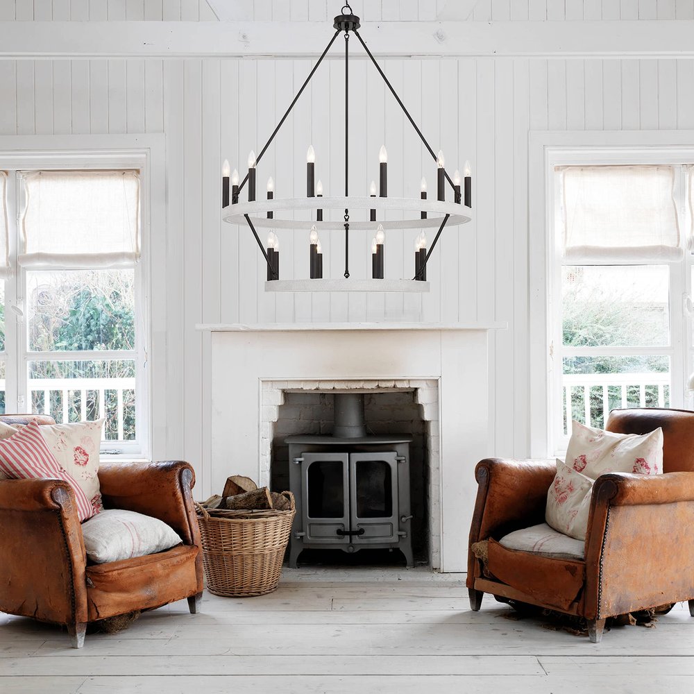 Black And White Candle Style Multi Light Metal Dimmable Chandelier