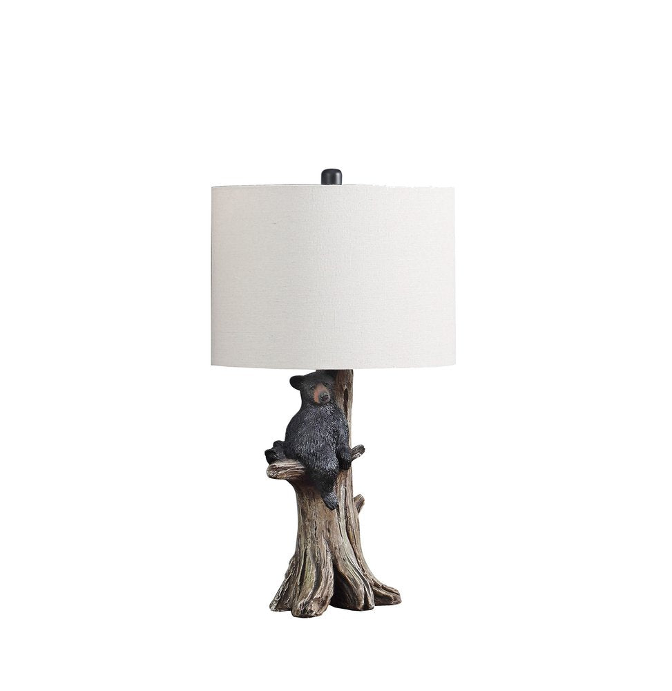 25" Black Bear in a Tree  Table Lamp With Beige Shade