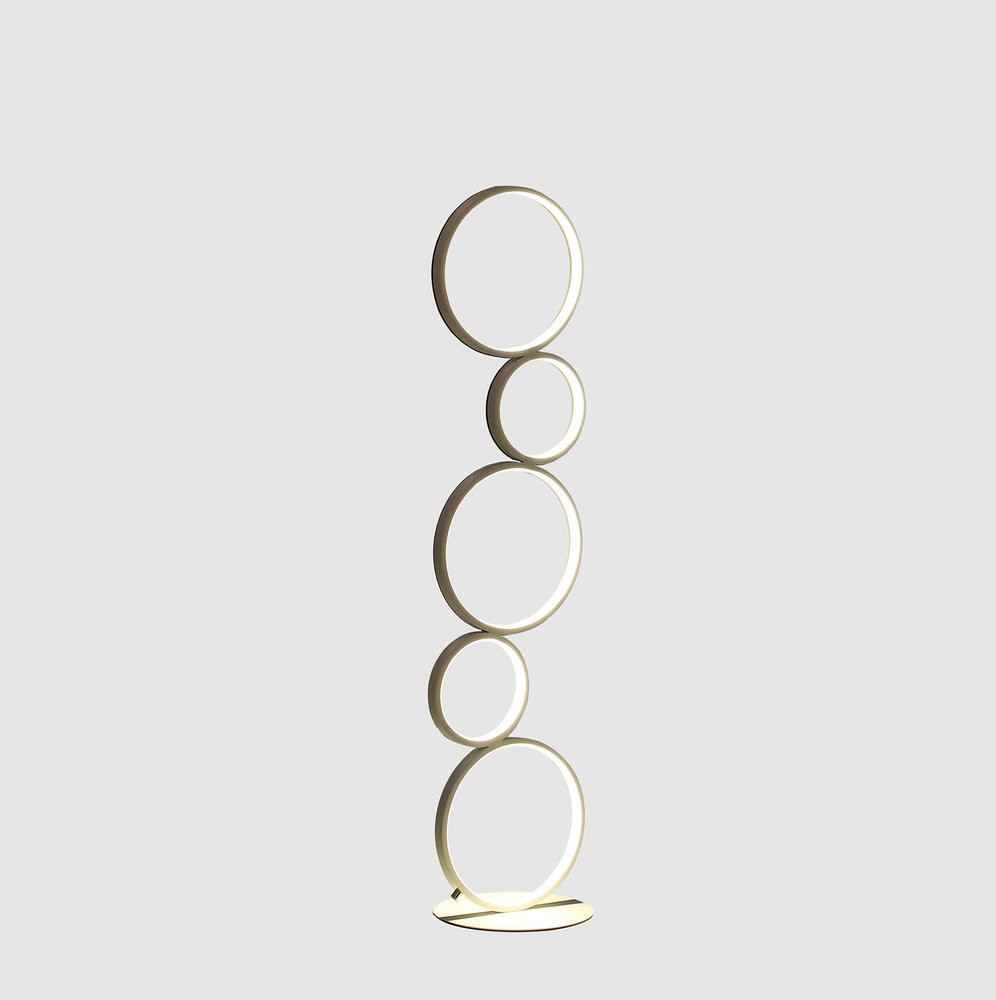 39" White Metal Five Circle Geometric Sculpture LED Table Lamp