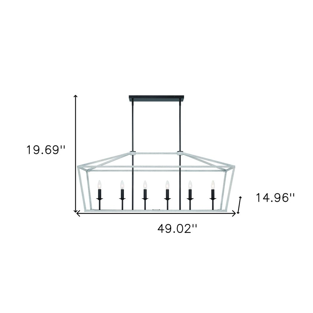 Black And White Candle Style Six Light Metal Dimmable Chandelier