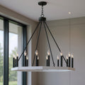 Black And White Candle Style Multi Light Metal Dimmable Chandelier