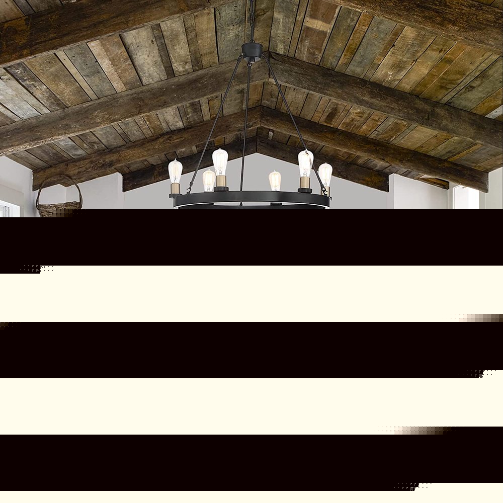 Black And Gold Candle Style Six Light Metal Dimmable Chandelier