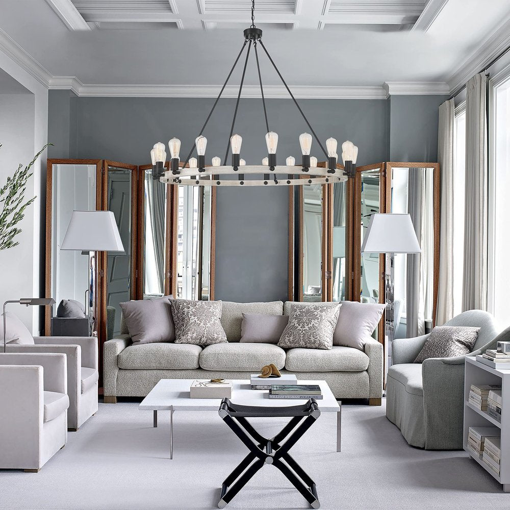 Black And Gray Candle Style Multi Light Metal Dimmable Chandelier