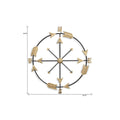 26" X 25" Brass and Black Metal Distressed Compass Wall Decor