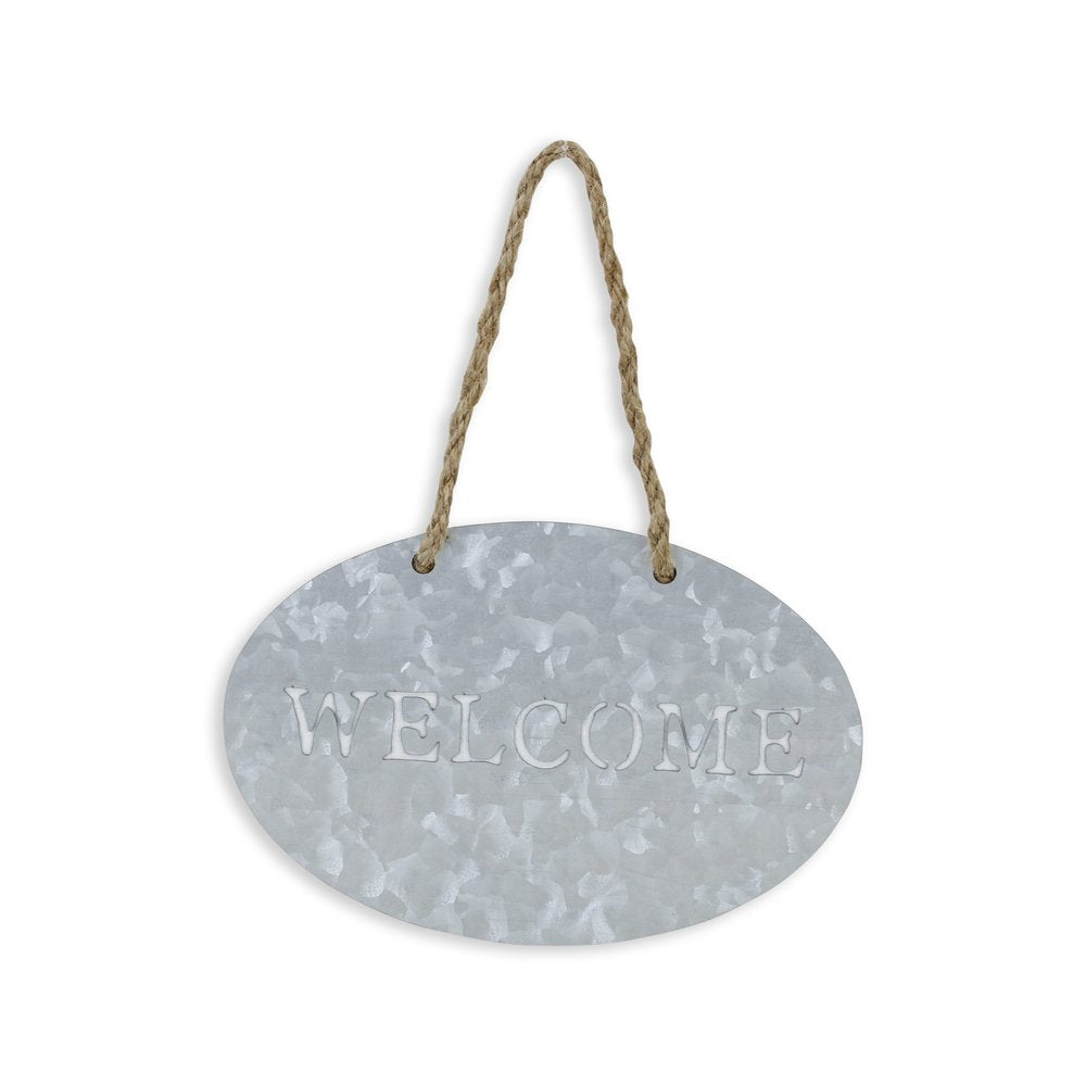 5" X 8" Gray Handcrafted Welcome Galvanized Metal Wall Decor