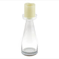 11" Clear Glass Centerpiece Pillar Candle Holder With Candle