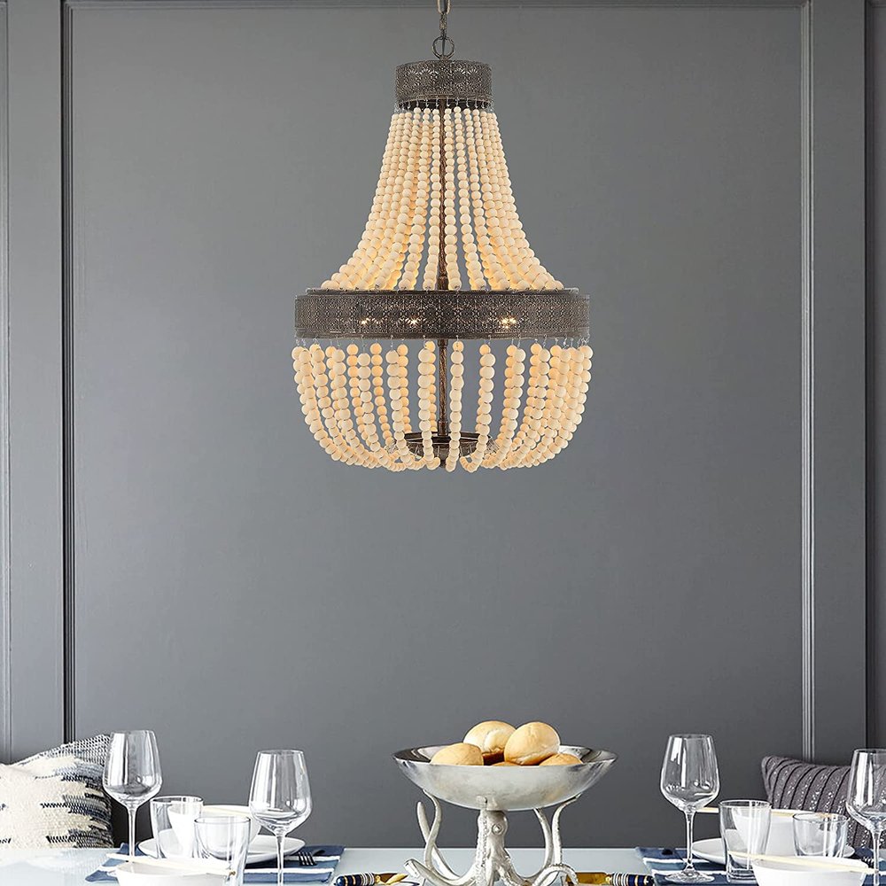Black And Gold Candle Style Five Light Metal Dimmable Chandelier