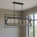 Black And Gold Kitchen Island Six Light Metal Dimmable Chandelier