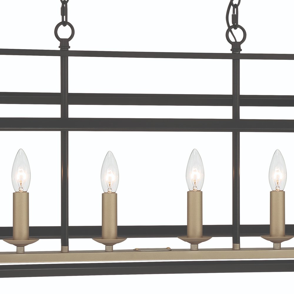 Black And Gold Kitchen Island Six Light Metal Dimmable Chandelier