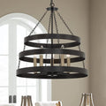 Black And Gold Candle Style Five Light Metal Dimmable Chandelier