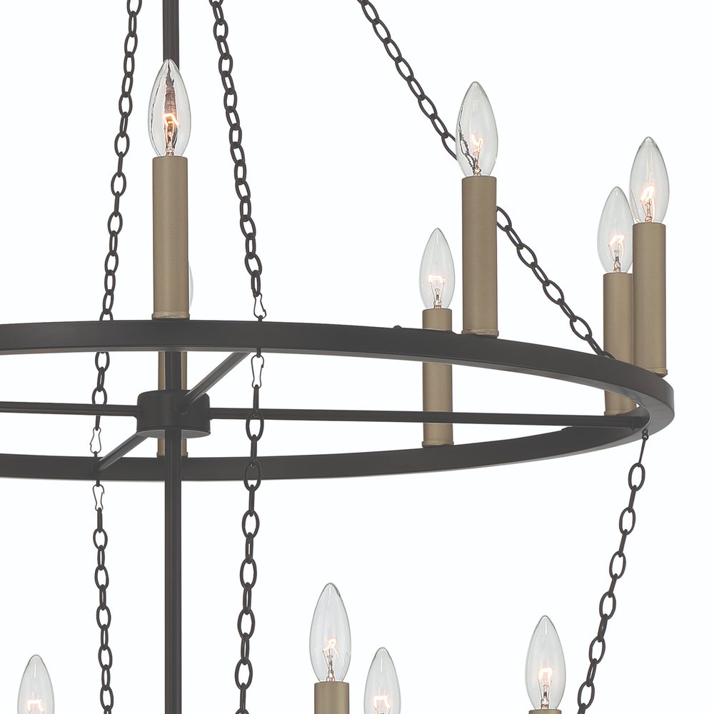 Black And Gold Candle Style Multi Light Metal Dimmable Chandelier