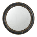 24" Dark Brown Distressed Wood Round Framed Accent Mirror