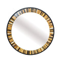 32" Brown and Black Faux Stone Round Framed Accent Mirror