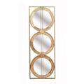 14" Brown and Gold Aluminum and Wood Geometric Framed Accent Mirror