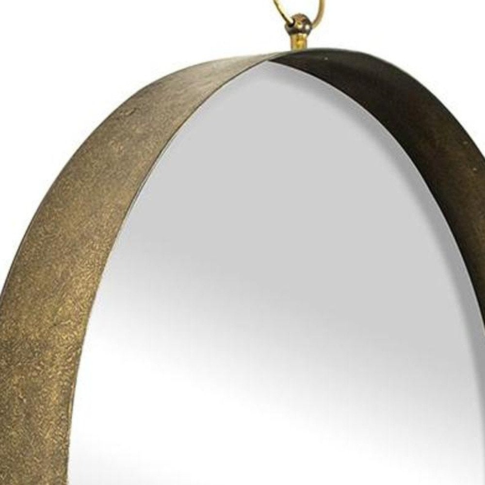 28" Gold Round Iron Framed Accent Mirror