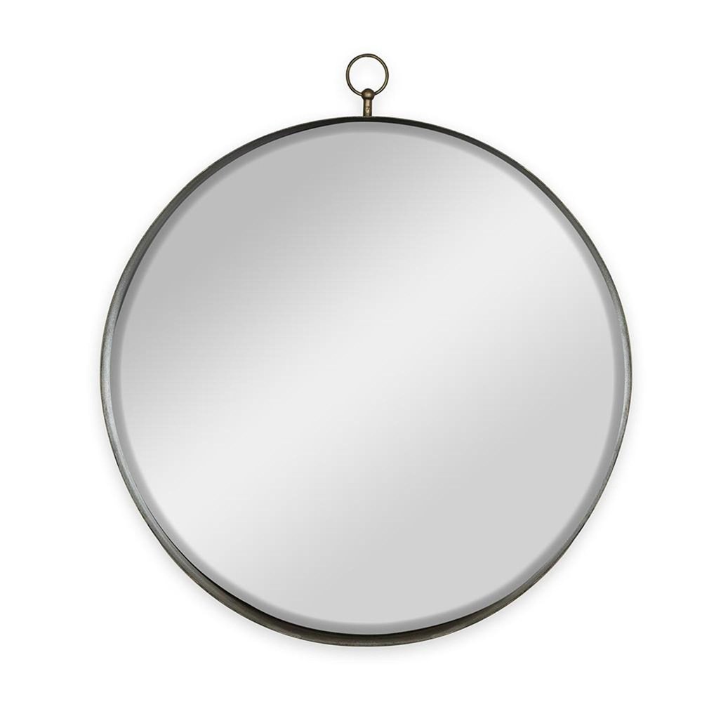 34" Gold Round Iron Framed Accent Mirror