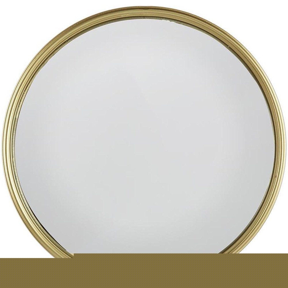 15" Gold Round Iron Textured Framed Accent Mirror