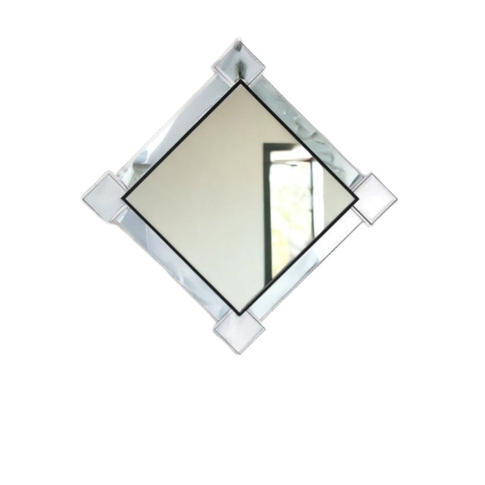 45" Gray And Black Abstract Metal Framed Accent Mirror