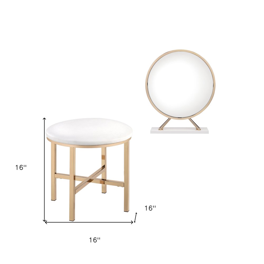 16" Metal Round Freestanding Framed Makeup Shaving Tabletop Mirror