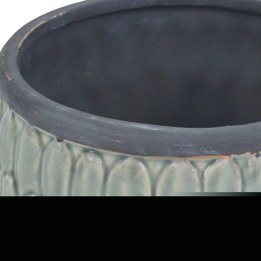 Blue Ceramic 37 Ounce Round Distressed Pot Planter