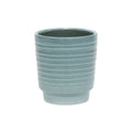 Celadon Ceramic 35 Ounce Striped Round Distressed Pot Planter
