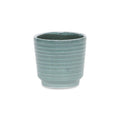 Green Ceramic 23 Ounce Striped Round Distressed Pot Planter