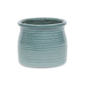 Celadon Ceramic 51 Ounce Striped Round Distressed Pot Planter