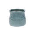 Celadon Ceramic 25 Ounce Striped Round Distressed Pot Planter