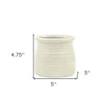 White Ceramic 25 Ounce Striped Round Distressed Pot Planter