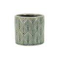 Green Ceramic 33 Ounce Geometric Round Distressed Pot Planter