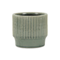 Green Ceramic 41 Ounce Striped Round Distressed Pot Planter