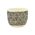 Black And White Ceramic 30 Ounce Geometric Round Distressed Pot Planter