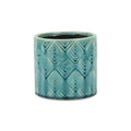 Turquoise Ceramic 22 Ounce Geometric Round Distressed Pot Planter