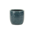 Teal Blue Ceramic 17 Ounce Dotted Round Distressed Pot Planter