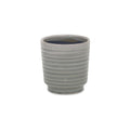 Gray Ceramic 19 Ounce Striped Round Distressed Pot Planter